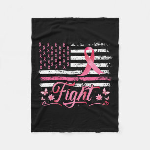Flag Breast Cancer Awareness Pink Ribbon Fight Fleece Blanket