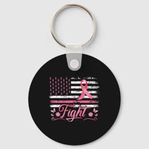 Flag Breast Cancer Awareness Pink Ribbon Fight Key Ring