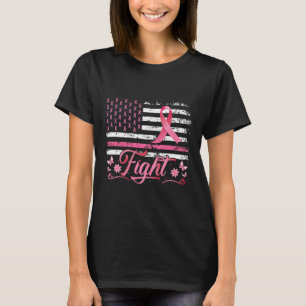 Flag Breast Cancer Awareness Pink Ribbon Fight T-Shirt