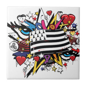 Flag Brittany Breizh Breton graffiti graff Tile
