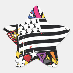 Flag Brittany Breizh graffiti Breton graff Star Sticker