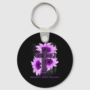 Flag Christian Cross Ribbon Alzheimerheimer Cancer Key Ring