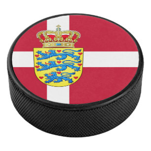 Flag/ coat of arms of Denmark Hockey Puck