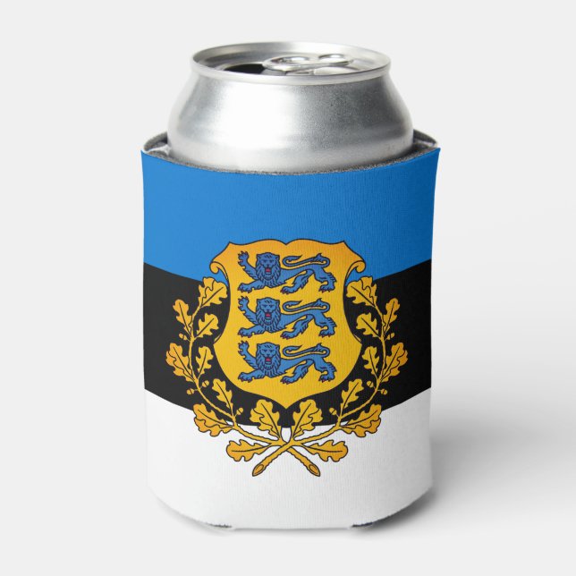 Flag/ coat of arms of Estonia Can Cooler (Can Front)