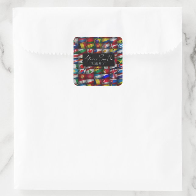 Flag collection square sticker (Bag)