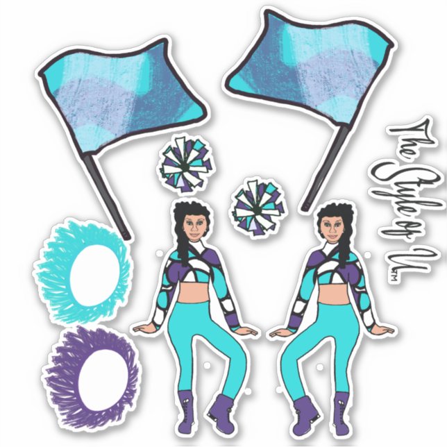 Flag Colour Guard Stickers ( Aqua Purple White B ) (Front)