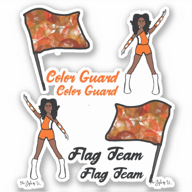Flag Colour Guard Stickers ( Orange  White 3) (Front)