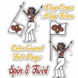 Flag Colour Guard Stickers ( Red Flower)