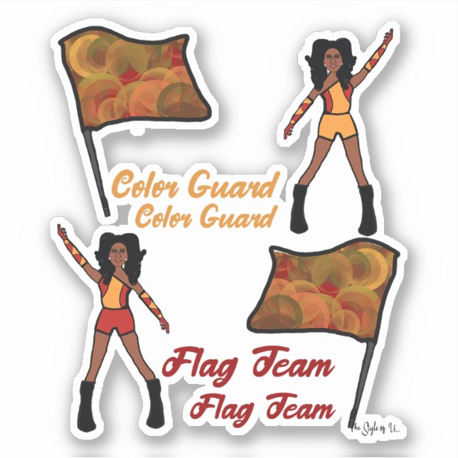 Flag Colour Guard Stickers (Red Gold 3) (Front)