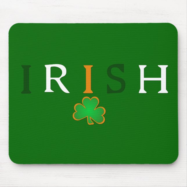 Flag Coloured Irish with Shamrock Design Mouse Mat (Front)