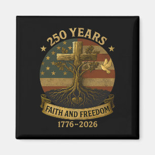 Flag Cross Tree 250 Years Faith And Freedom 1776-2 Magnet