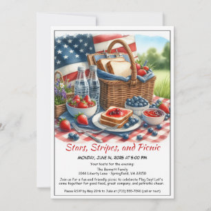 Flag Day Picnic Invitation Stars & Stripes Outdoor