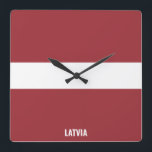 Flag Dazzling Patriotic Square Wall Clock<br><div class="desc">Flag Dazzling Patriotic Square Wall Clock in the colors and the elements of the Latvia national flag covering the front of the clock. National flag colors are complemented with the text "Latvia" on the bottom. Text is fully customizable using "Customize it!" feature. Feel free to change it, remove it or...</div>