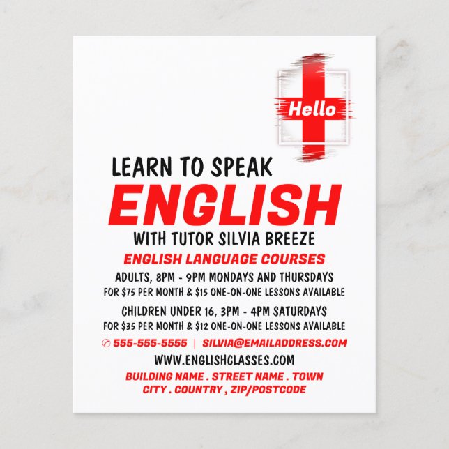 Flag Design, English Language Course Flyer (Front)