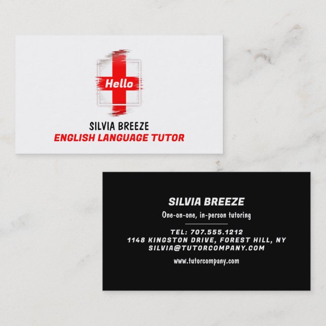 Flag Design, English Language Tutor, Teacher Business Card (Front/Back)