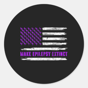 Flag Dinosaur Make Epilepsy Extinct Awareness Kids Classic Round Sticker