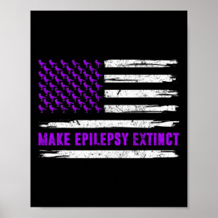 Flag Dinosaur Make Epilepsy Extinct Awareness Kids Poster