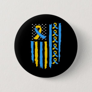 Flag Down Syndrome Awareness Dad Mum  6 Cm Round Badge