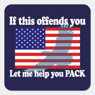 Flag & Eagle Patriot - USA Flag Square Sticker
