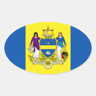 Flag/ Emblem of Philadelphia, PA Oval Sticker