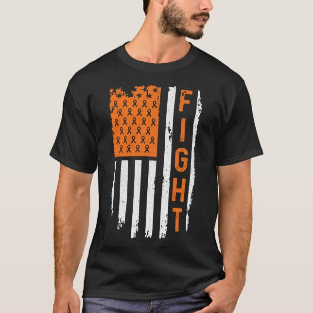 Flag Fight Leukaemia Cancer Awareness  T-Shirt (Front)