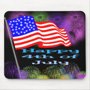 Flag Fireworks 4th of July Mouse Mat