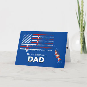 Flag Fishing Poles for Dad Holiday Card
