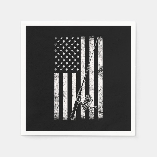 Flag Fishing Rod Hobby Fun Fishing Sea Ocean Gift Napkin (Front)