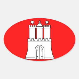 Flag - Flagge - Fahne - Hamburg Germany Oval Sticker