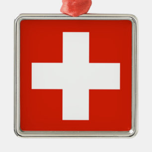 Flag - Flagge - Fahne - Switzerland - Schweiz Metal Tree Decoration