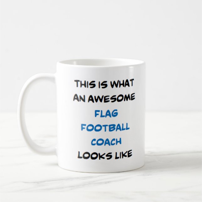 flag football coach, awesome coffee mug (Left)