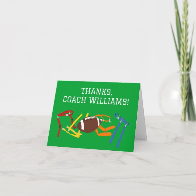 Flag Football Coach Personalised Thank You Card (Front)