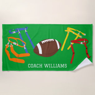 Flag Football Coach Player Personalised Beach Towel