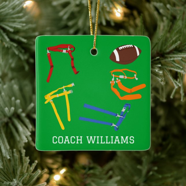 Flag Football Coach Player Personalised Ceramic Ornament (Tree)