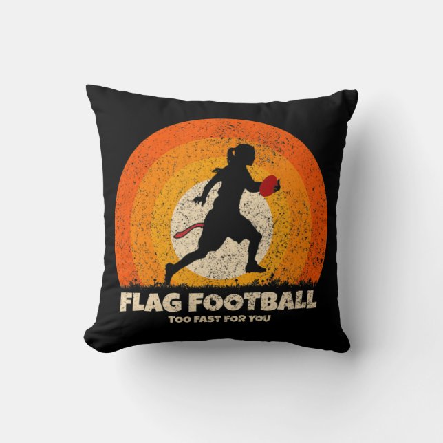 Flag Football Girl Women Fast for you on Flag Foot Cushion (Front)