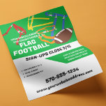 Flag Football League Customisable Flyer<br><div class="desc">Promote your flag football league with this easy to personalised flyer. All of the text on this flyer is ready to be customised with your own information. Brightly coloured graphics including a football and flag belts will help to grab their attention.</div>