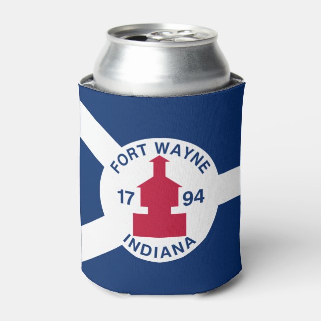 Flag Fort Wayne, Indiana Can Cooler (Can Front)