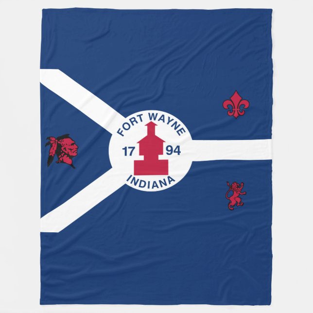 Flag Fort Wayne, Indiana Fleece Blanket (Front)