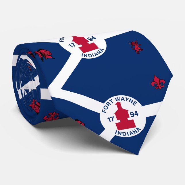 Flag Fort Wayne, Indiana Neck Tie (Rolled)
