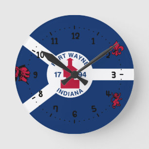 Flag Fort Wayne, Indiana Square Wall Clock