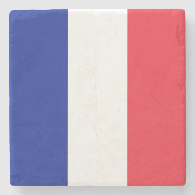 Flag France Tricolor Stone Coaster (Front)