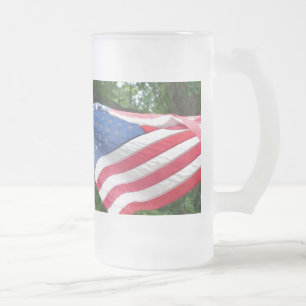 Flag Frosted Glass Beer Mug
