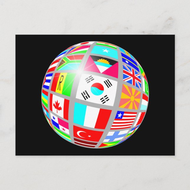 flag globe black postcard (Front)