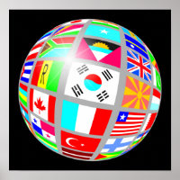 flag globe black poster