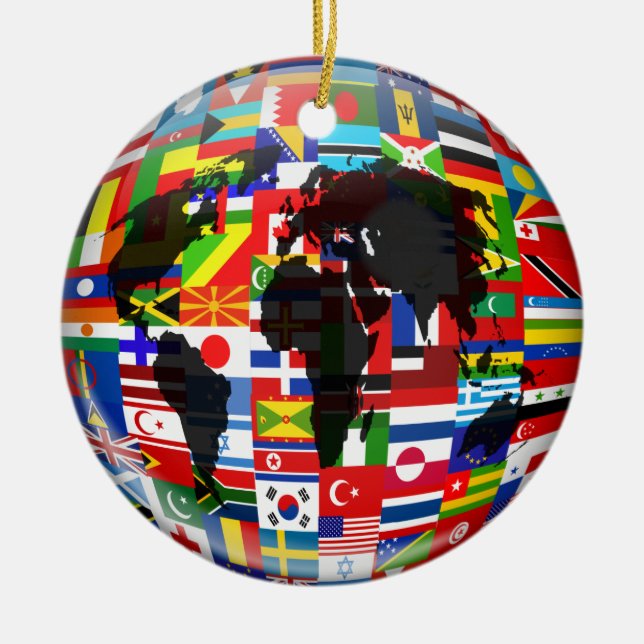 Flag Globe Ceramic Tree Decoration (Front)