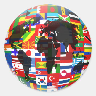 Flag Globe Classic Round Sticker