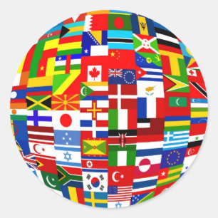 Flag Globe Classic Round Sticker