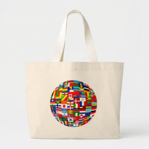 Flag Globe Large Tote Bag