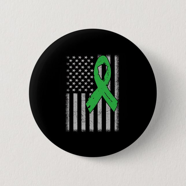 Flag Green Family Ribbon Kidney Disease Awareness  6 Cm Round Badge (Front)