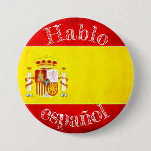Flag hablo español swipes in 7.5 cm round badge
